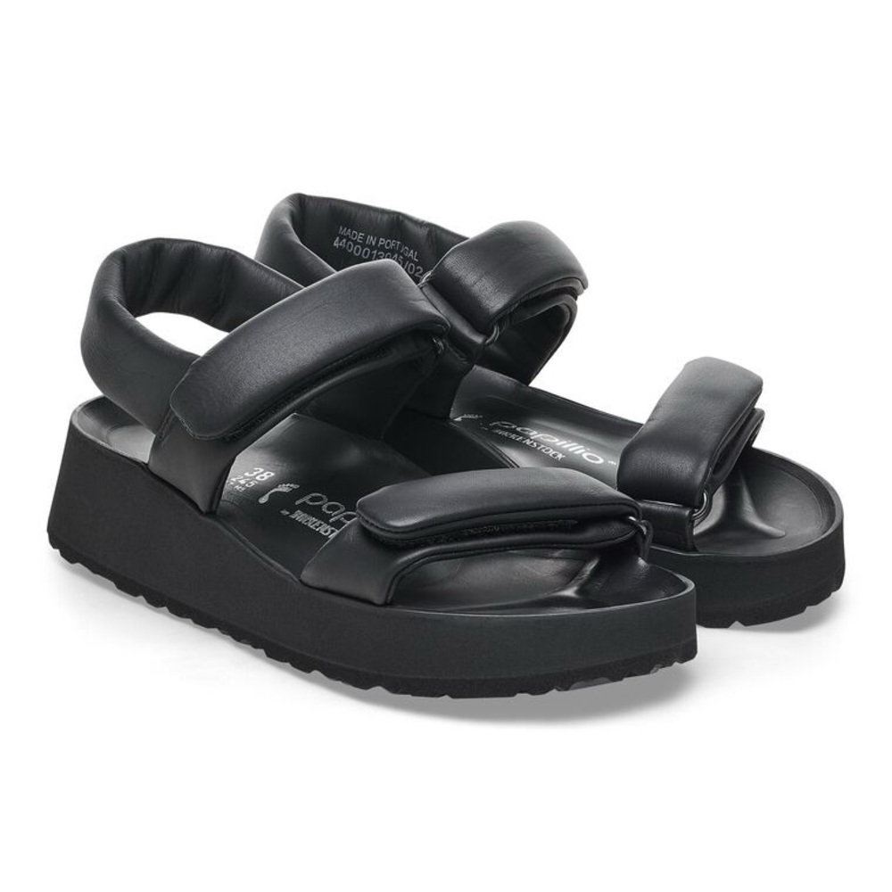 Birkenstock Papillio Theda Black Leather Platform Velcro Sandals Size 40 / 9-9.5 - Picture 4 of 12